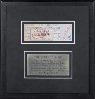 David Wells Signed Ticket From Perfect Game On 5/17/98 In 11x11.5 Framed Display (Beckett)